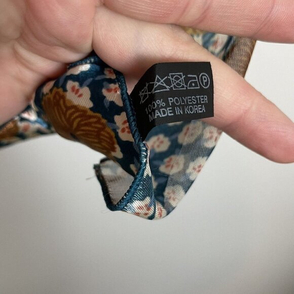 Scarf Blue Gold Floral Stripe Long Rectangle 59x 13” - Picture 4 of 4